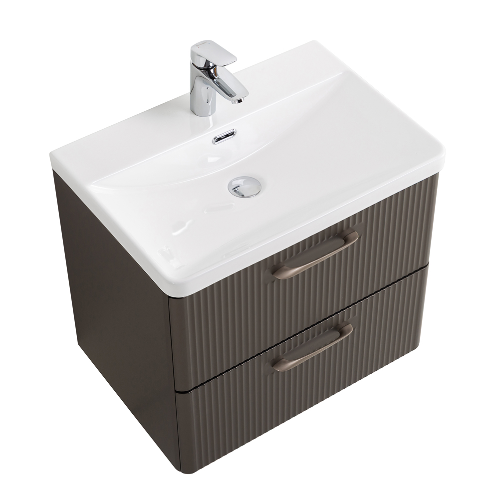 Подвесная тумба с раковиной Belbagno DUE 60 см Оружейная сталь DUE-600-2C-SO-GM-P + BB-8076-3-60