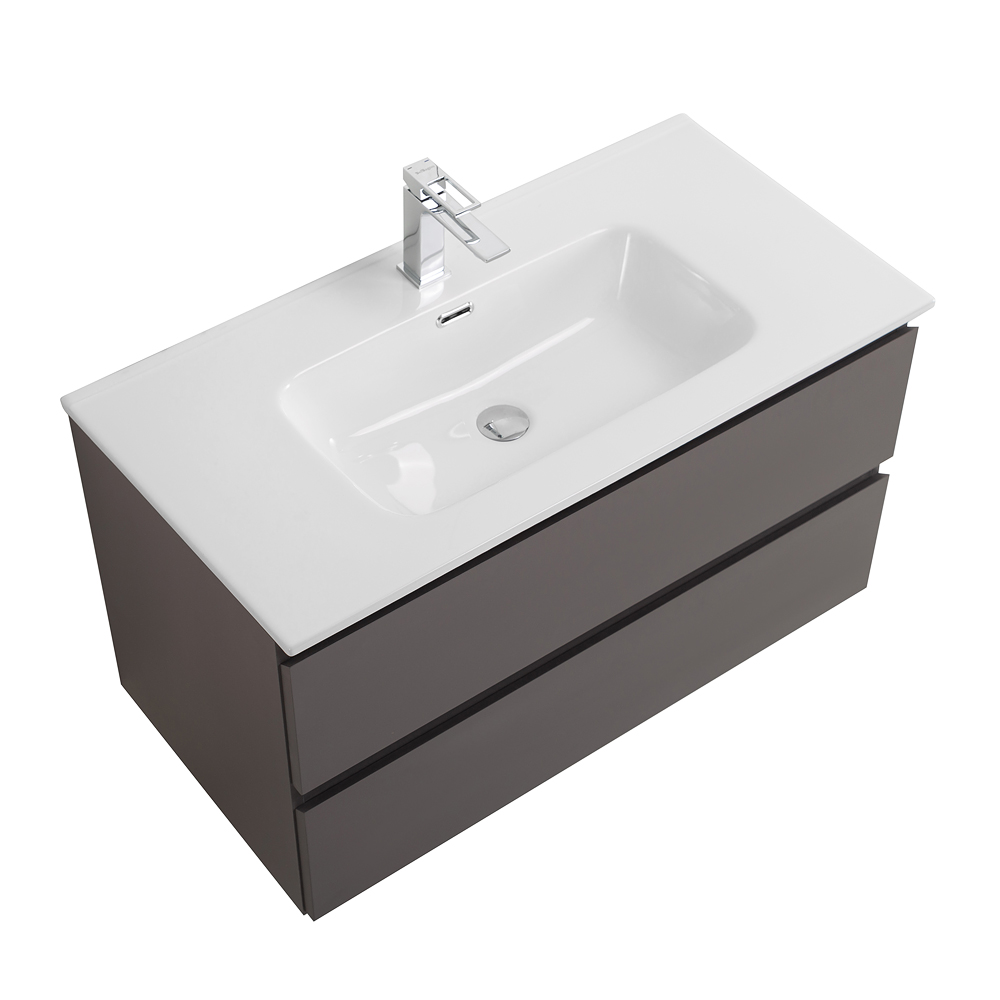 Тумба с раковиной подвесная BelBagno KRAFT-900-2C-SO-GSO Темно-Серый матовый, раковина белая BB900ETL