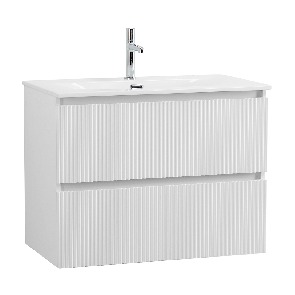 Тумба с раковиной подвесная BelBagno UNO-800-2C-SO-BO Bianco Opaco, раковина белая BB-8099-80