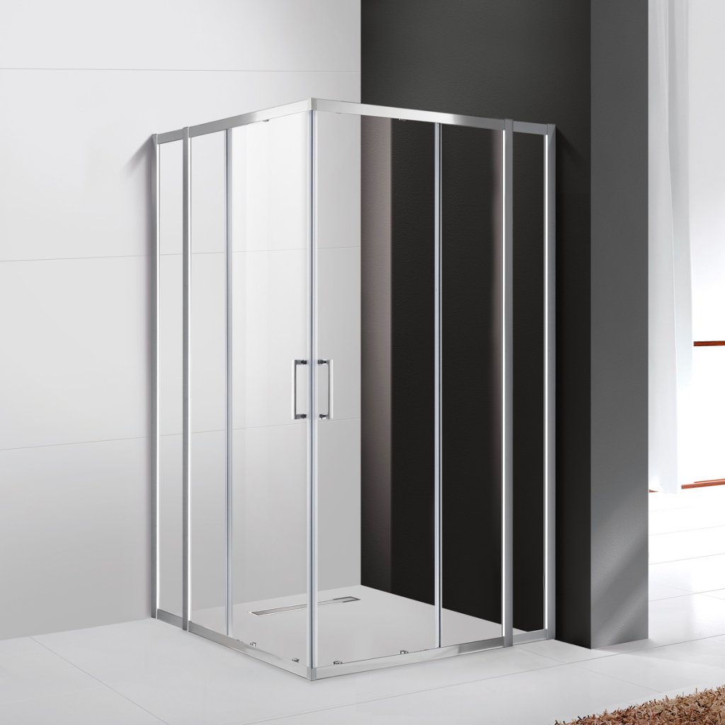 купить Душевой уголок Cezares MOLVENO-A-22-80+30-C-Cr-IV, 110х110х195, профиль хром, стекло прозрачное 
