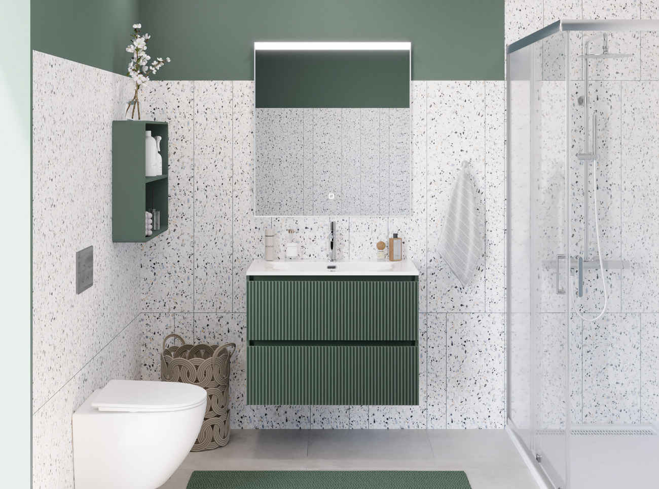Тумба с раковиной подвесная BelBagno UNO-MINI-800-2C-SO-VO Еловый матовый, раковина белая BB-8099-3-80
