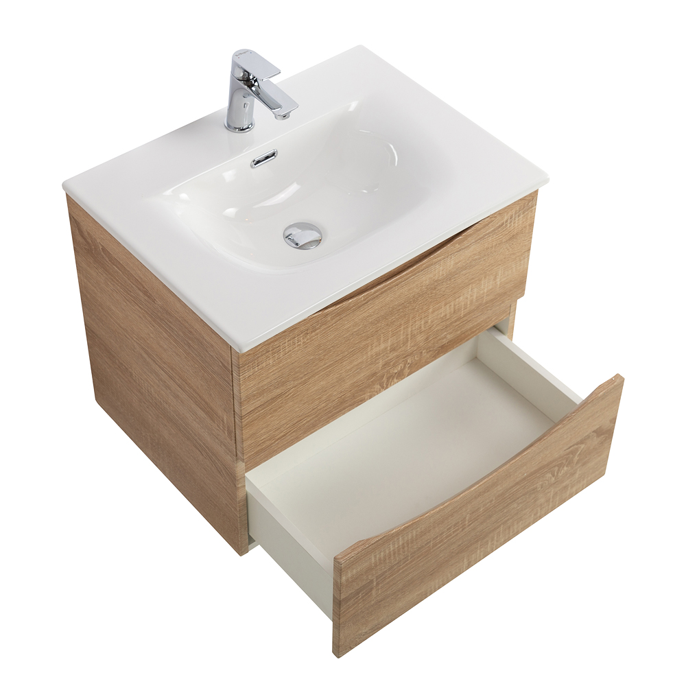 Тумба с раковиной подвесная BelBagno MARINO-CER-N-600-2C-SO-WO-P Rovere Bianco, раковина белая BB-8099-60