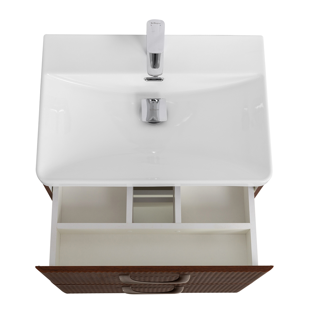 Подвесная тумба с раковиной Belbagno DUE 60 см Noce DUE-600-2C-SO-NOCE-P + BB-8076-3-60