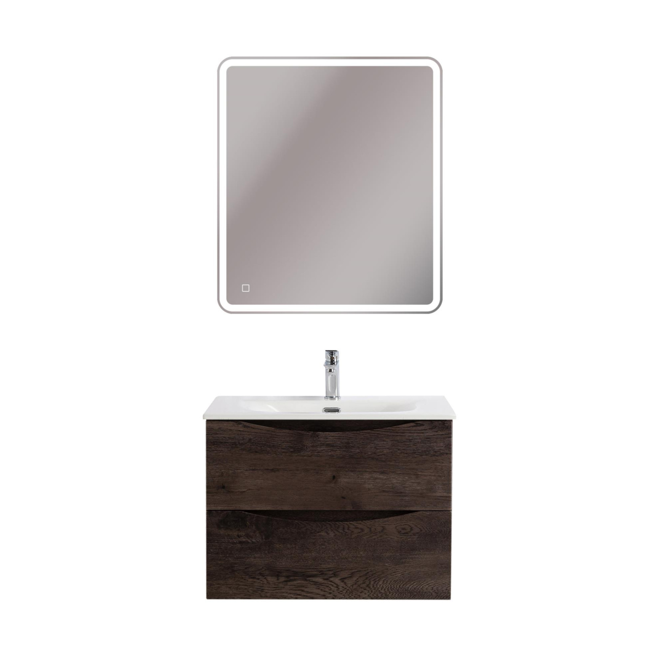 Тумба с раковиной подвесная BelBagno MARINO-CER-MINI-700-2C-SO-RNG-P Rovere Nature Grigio, раковина белая BB-8099-3-70