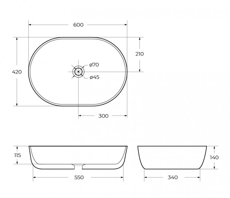 Раковина накладная BelBagno BB1084-H301