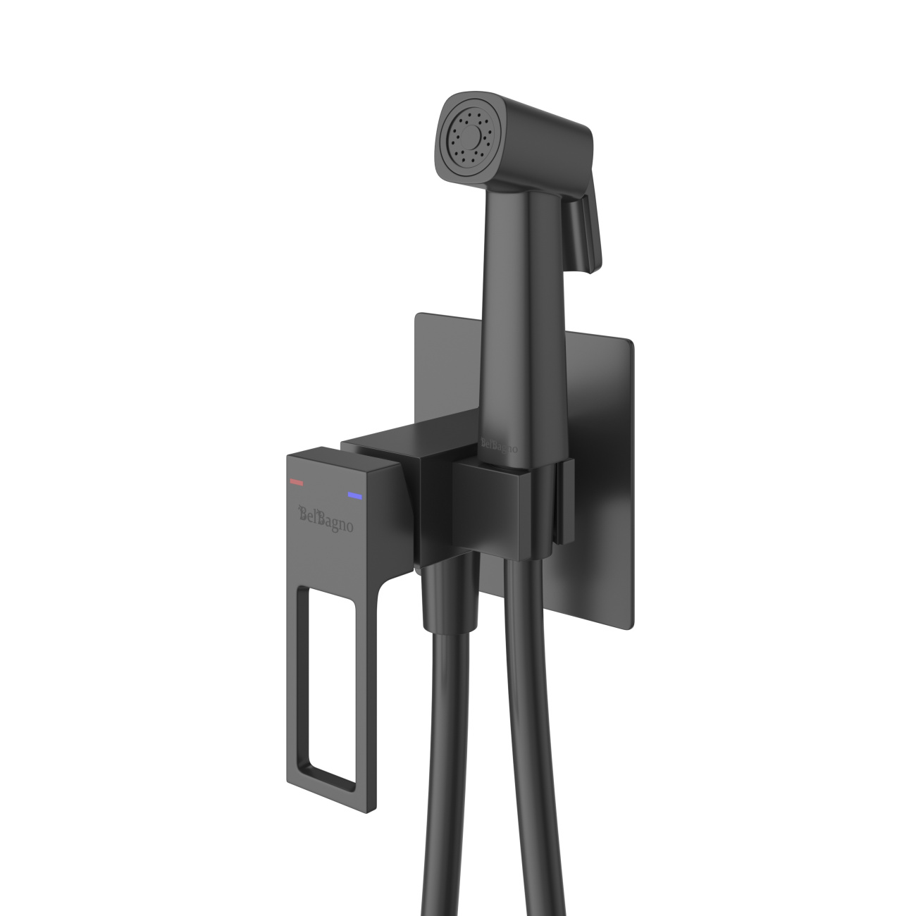 купить Встроенный смеситель BelBagno LUCE LUC-HGN-NERO с гигиеническим душем, черный матовый 