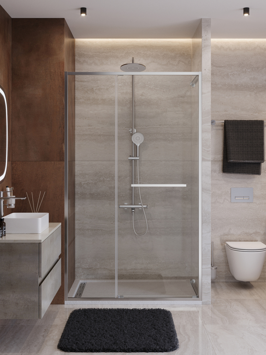 купить Душевая дверь Cezares LUX-B-FS-11-130-C-CR, 130х195, профиль хром, стекло прозрачное 