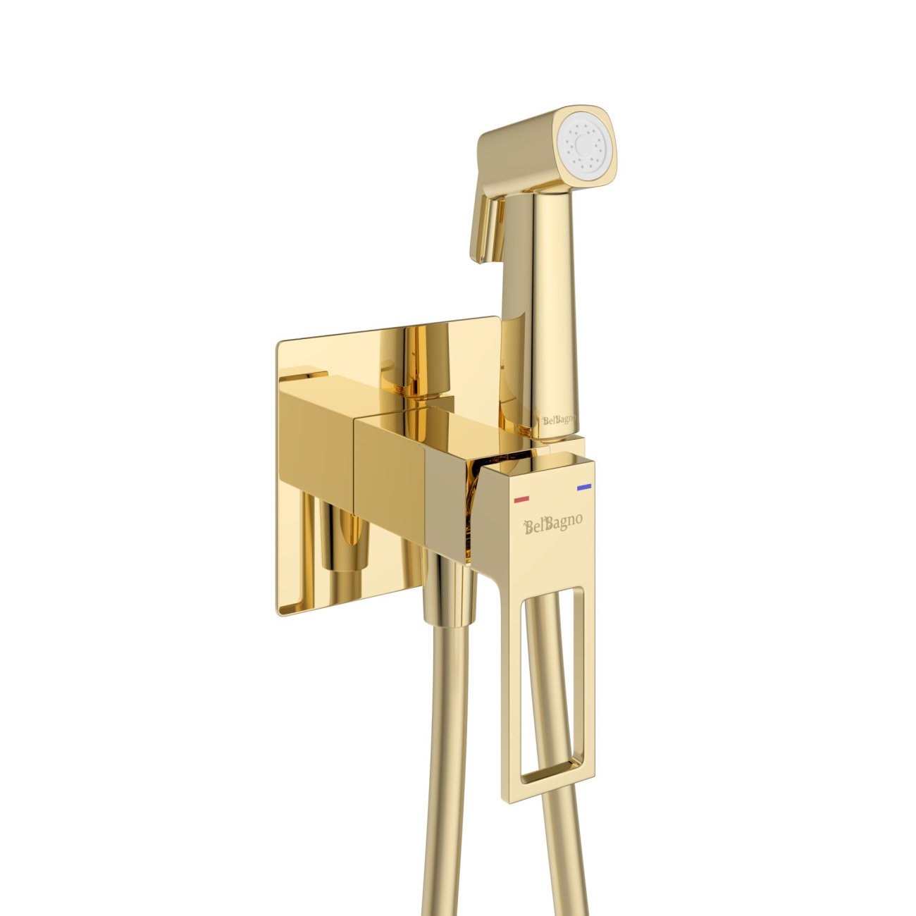 Встроенный смеситель BelBagno LUCE LUC-HGN-ORO с гигиеническим душем, золото