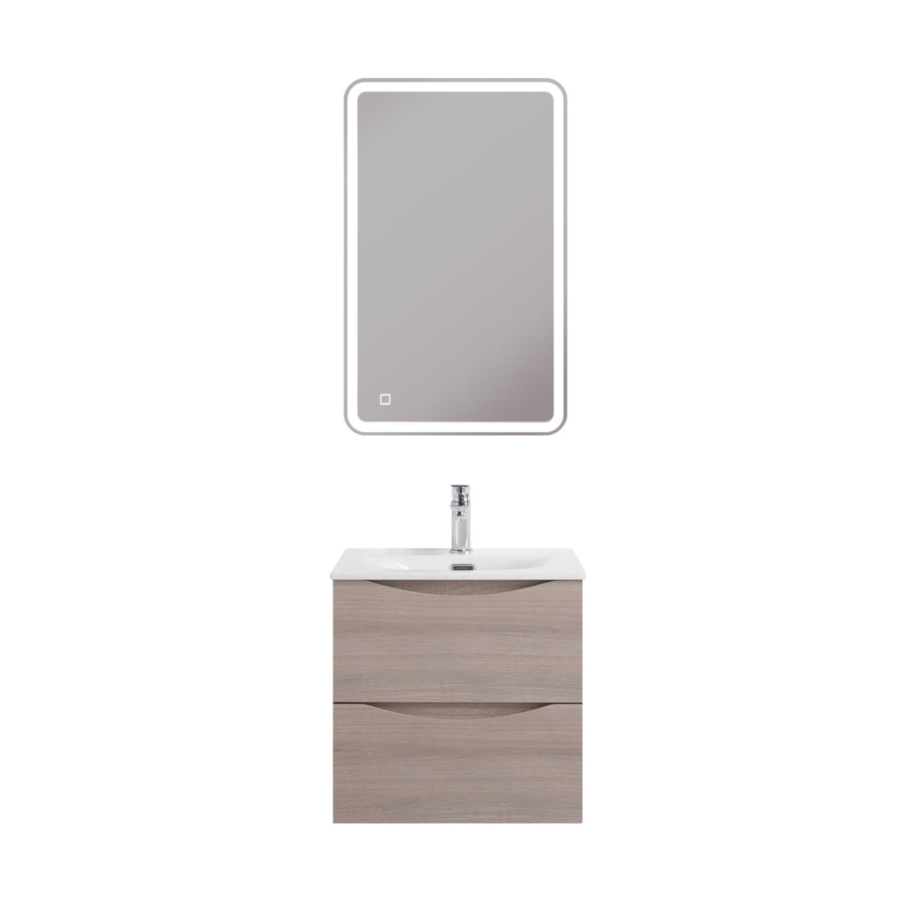 Тумба с раковиной подвесная BelBagno MARINO-CER-MINI-500-2C-SO-RG-P Rovere Grigio, раковина белая BB-8099-3-50