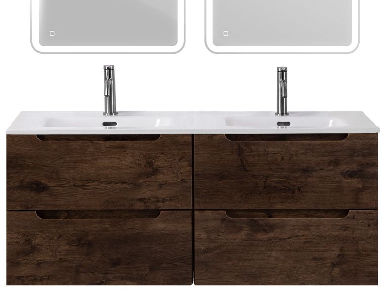 купить Тумба BelBagno ETNA-1200-4C-SO-2-RW с 2-й раковиной BelBagno BB1200-2-ETL, Rovere Moro 