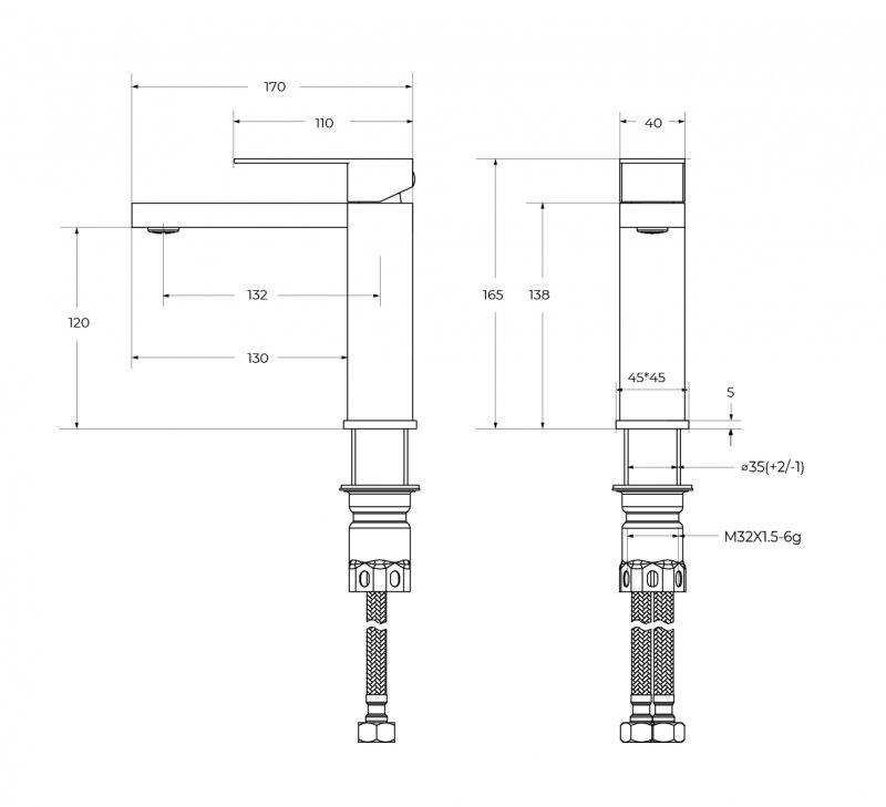 Смеситель для раковины CEZARES SLIDER-LS-01-W0 без донного клапана