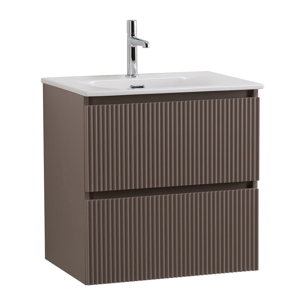 Тумба с раковиной подвесная BelBagno UNO-600-2C-SO-СO Бежевый матовый, раковина белая BB-8099-60