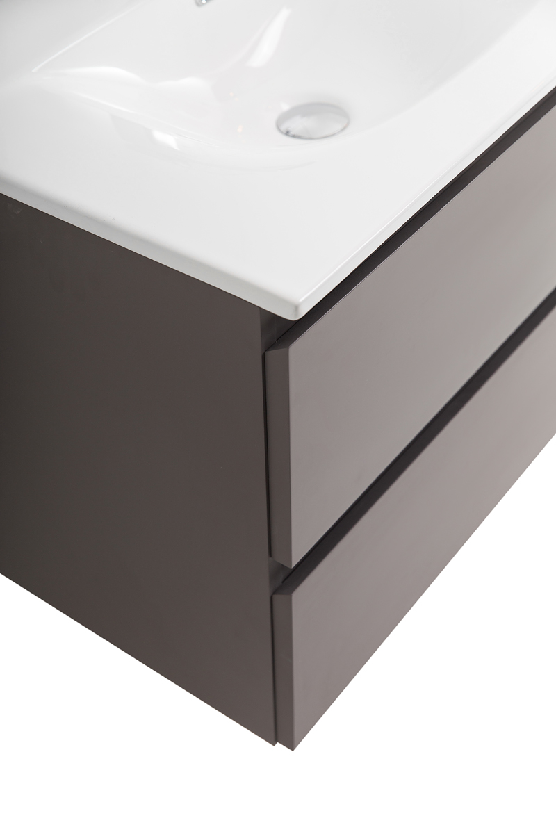 Тумба с раковиной подвесная BelBagno KRAFT-600-2C-SO-GSO Темно-Серый матовый, раковина белая BB-8099-60