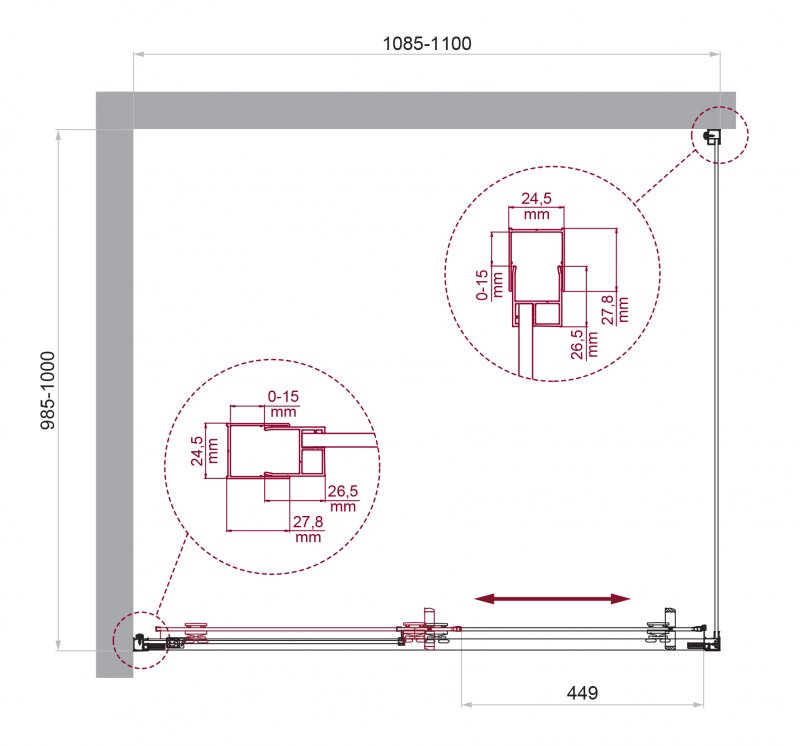 Душевой уголок BelBagno LUCE-AH-1-110/100-C-Cr