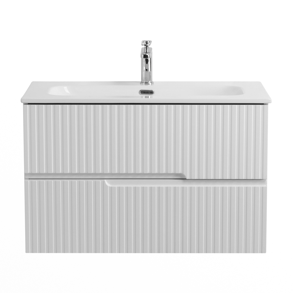 Тумба подвесная CEZARES DUET-N-800-2C-SO-BO с раковиной CZR-8073-80, белый матовый