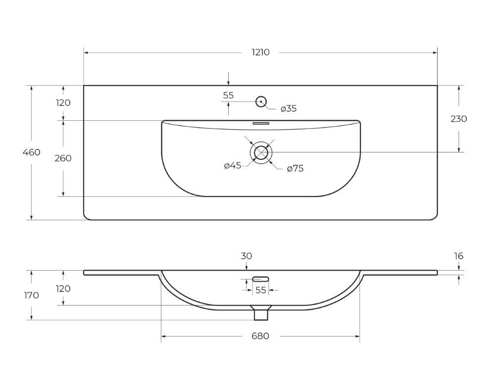 Тумба с раковиной подвесная BelBagno MARINO-CER-N-1200-2C-SO-RNG-P Rovere Nature Grigio, раковина белая BB-8099-120