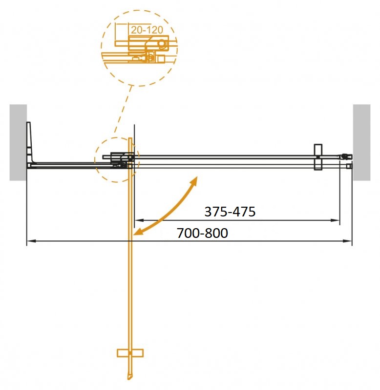 Душевая дверь в нишу CEZARES SLIDER-B-1-70/80-GRIGIO-BORO