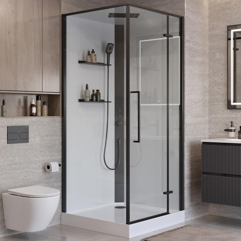 купить Душевая кабина BelBagno UNO-CAB-A-1-90-C-NERO-Bi-TOP-R правосторонняя 