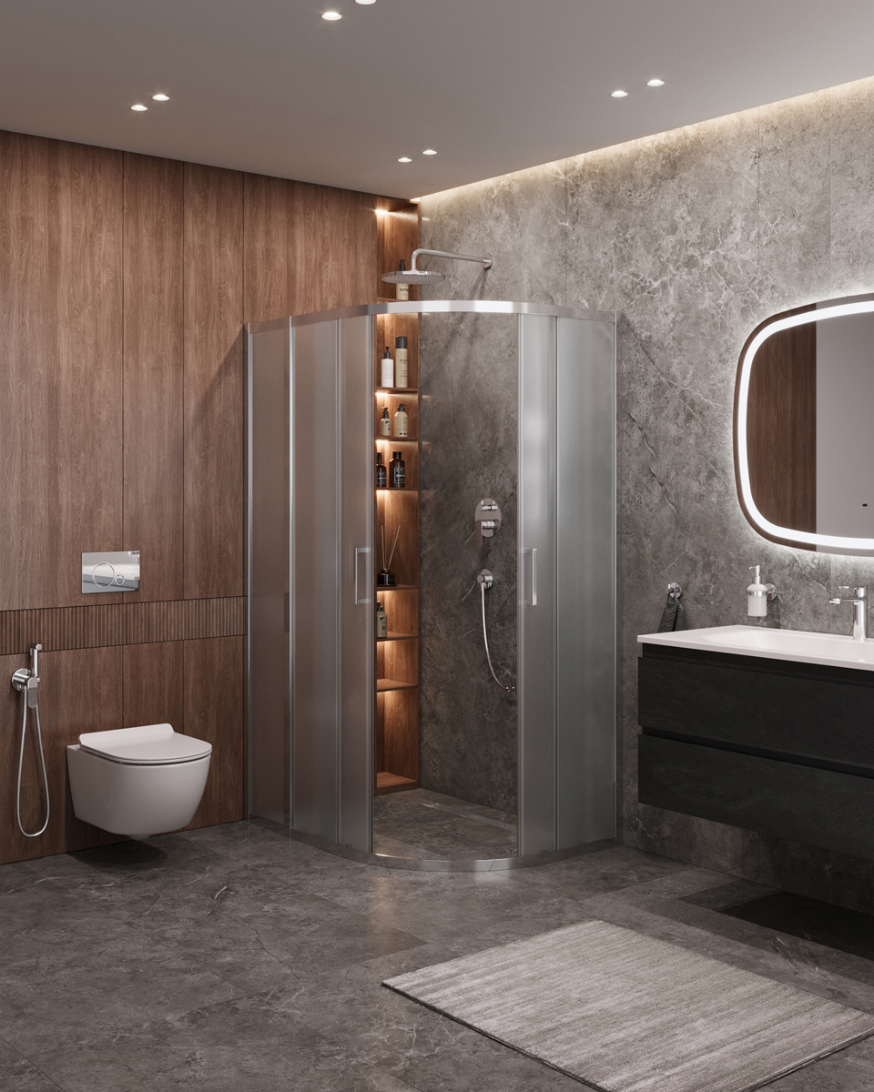 Душевой уголок Cezares MOLVENO-RH-2-120/100-P-Cr, 120х100х195, профиль хром, стекло Punto матовое