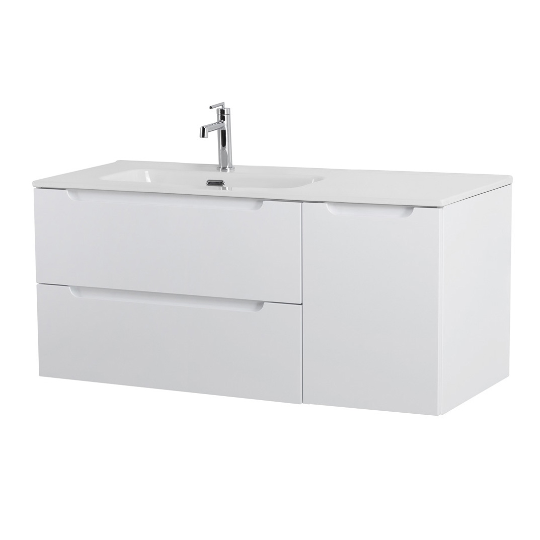 Подвесная тумба с раковиной BelBagno ETNA 120 Bianco Lucido левая, ETNA-1200-2C-1A-SO-BL-L + BB1200ETL-L