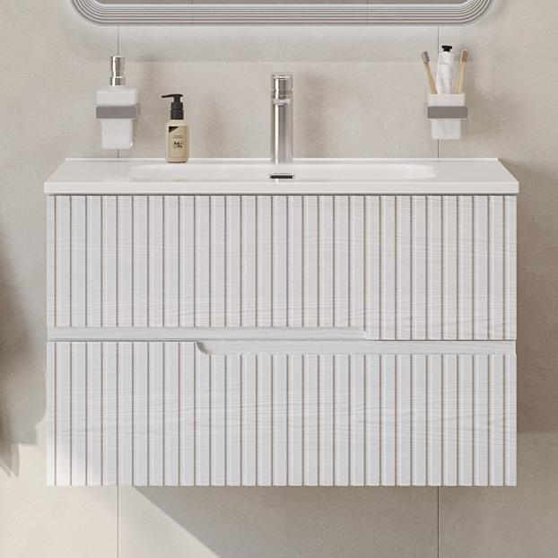 Тумба подвесная CEZARES DUET-N-800-2C-SO-FBS-P с раковиной CZR-8095-80, ясень белый софт