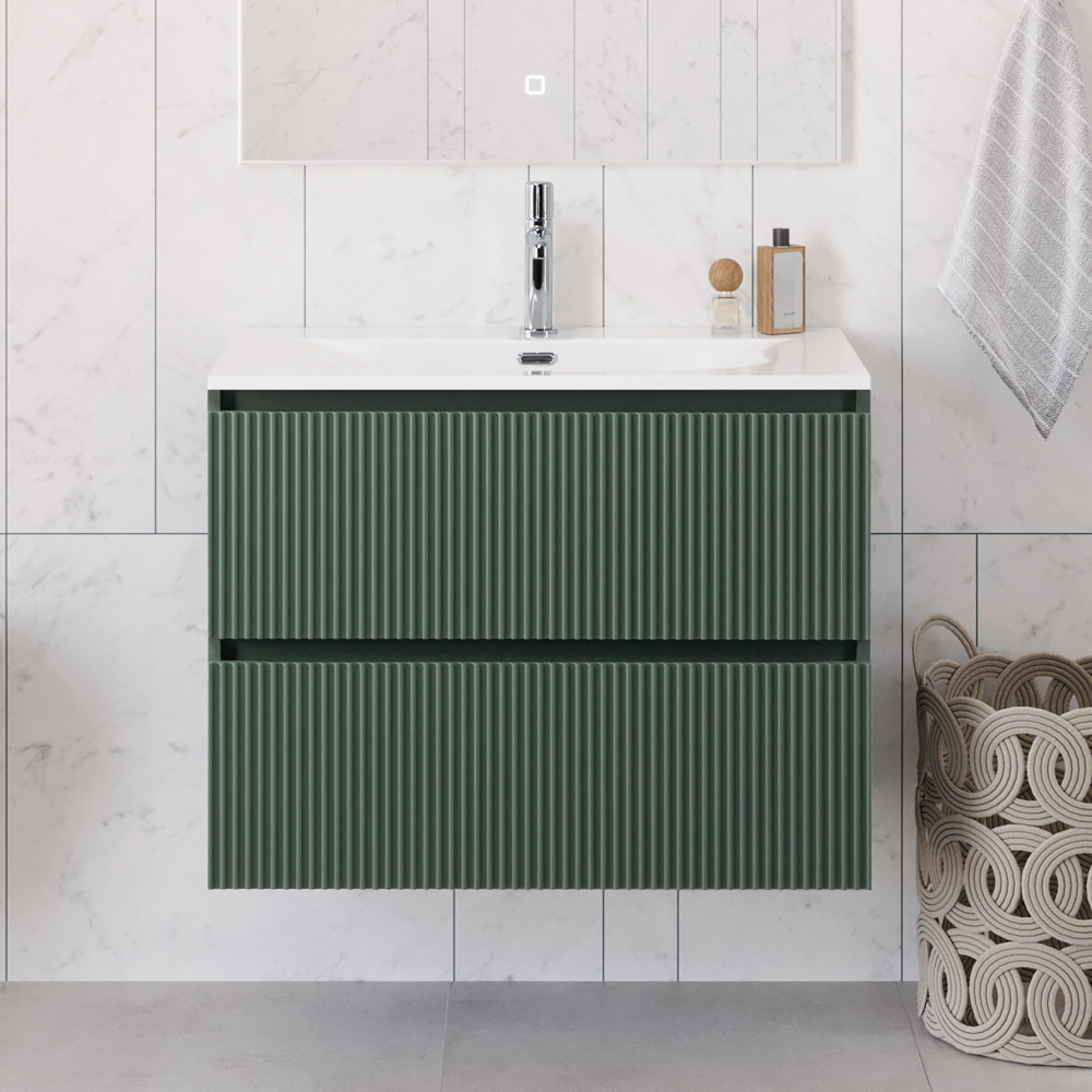 Тумба с раковиной подвесная BelBagno UNO-900-2C-SO-VO Еловый матовый, раковина белая BB-8099-90