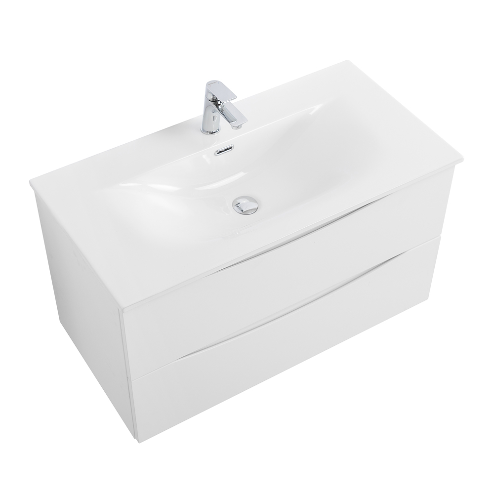 Тумба с раковиной подвесная BelBagno MARINO-CER-N-1000-2C-SO-BO-P Bianco Opaco, раковина белая BB-8099-100