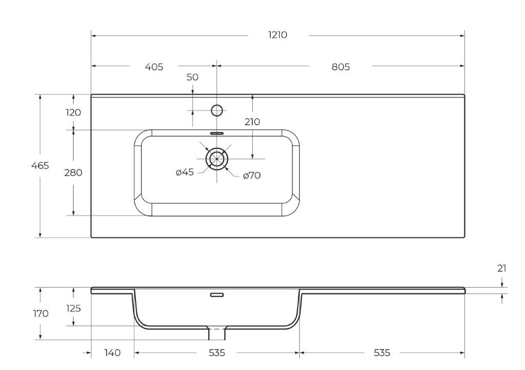 Раковина керамическая BelBagno BB1200ETL-L