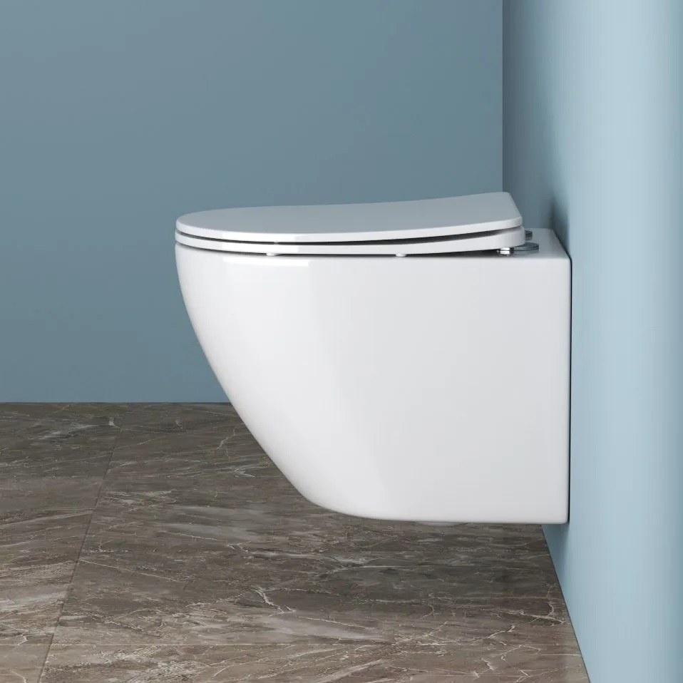 Унитаз подвесной безободковый с сиденьем BelBagno UNO BB3105CHR/SC