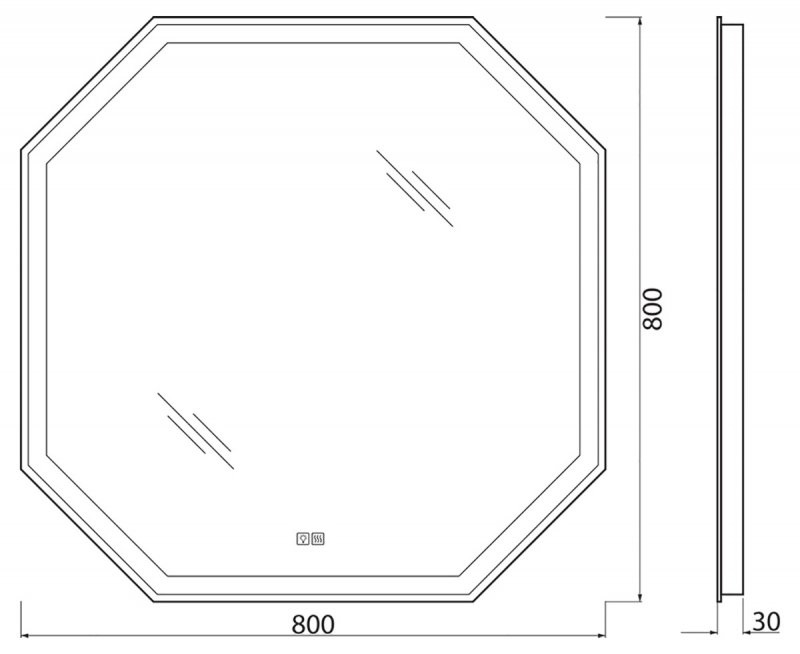 Зеркало BelBagno SPC-OTT-800-800-LED-TCH-WARM