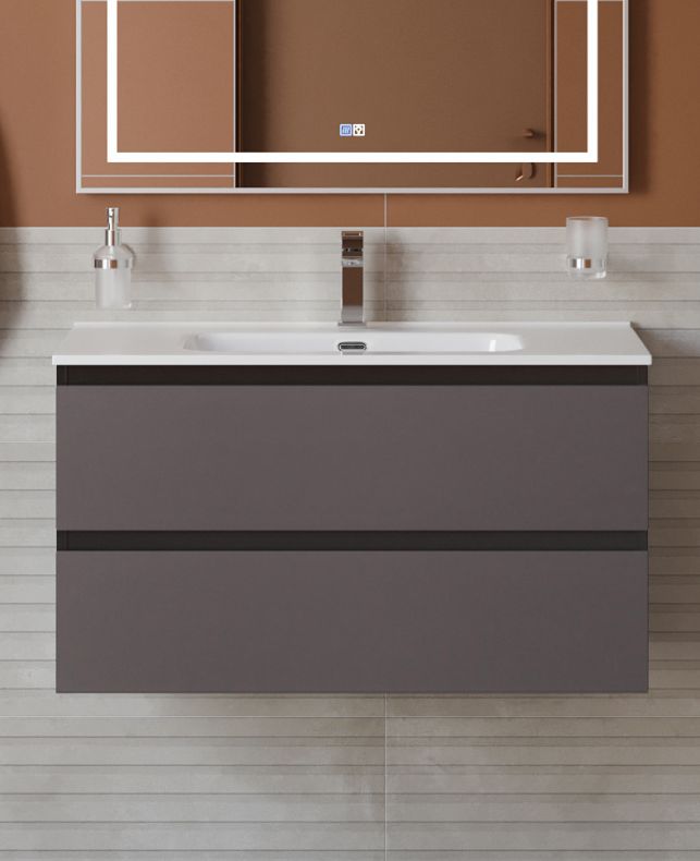 купить Тумба с раковиной подвесная BelBagno KRAFT-900-2C-SO-GSO Темно-Серый матовый, раковина белая BB900ETL 
