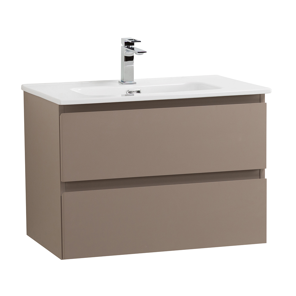 Тумба с раковиной подвесная BelBagno KRAFT-600-2C-SO-CO Бежевый матовый, раковина белая BB600ETL