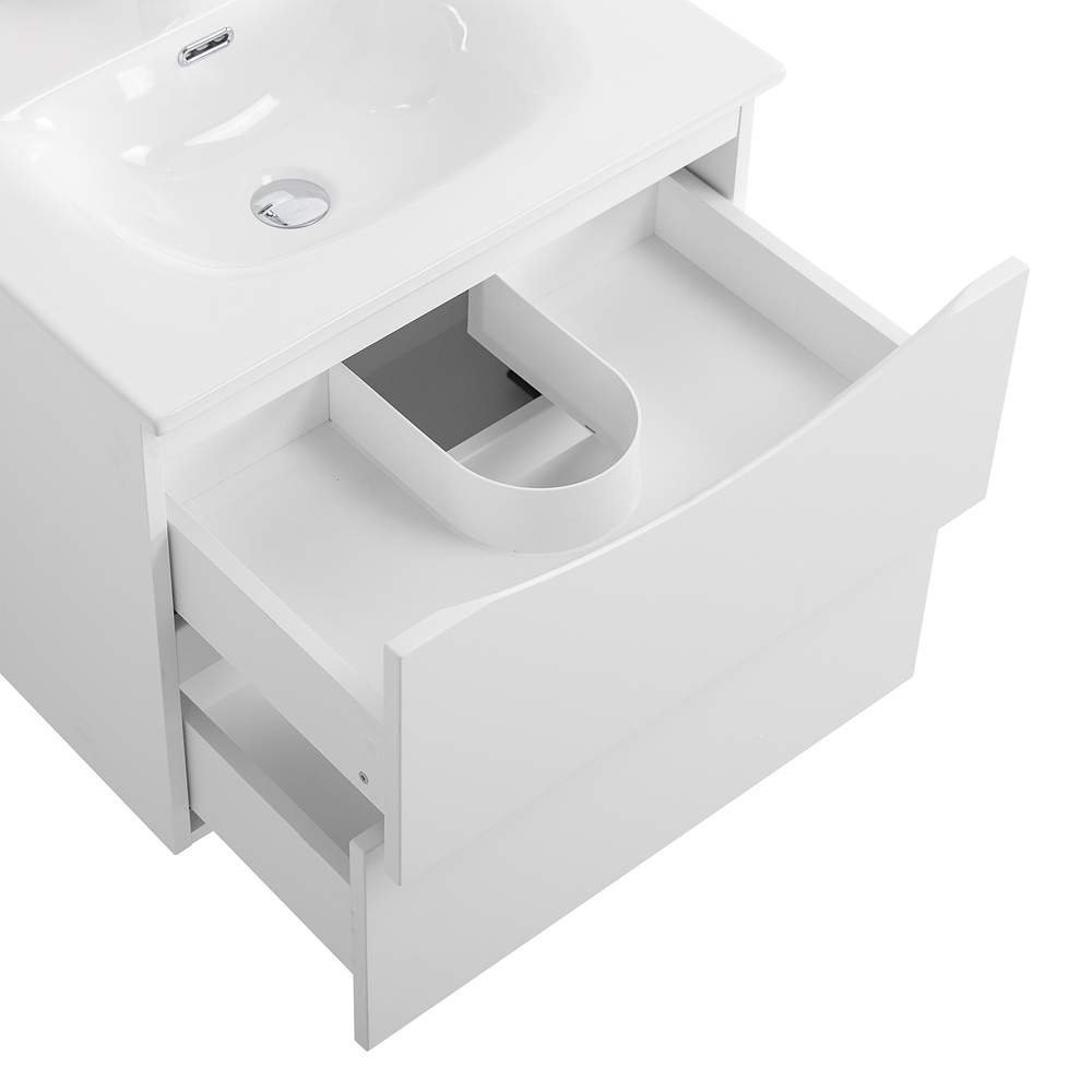 Тумба с раковиной подвесная BelBagno MARINO-CER-N-600-2C-SO-BO-P Bianco Opaco, раковина белая BB-8099-60