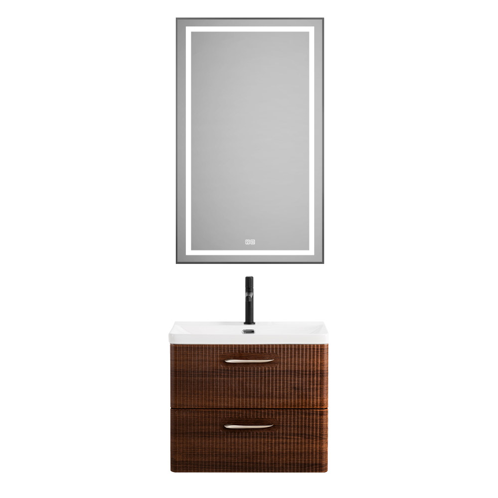 Подвесная тумба с раковиной Belbagno DUE 60 см Noce DUE-600-2C-SO-NOCE-P + BB-8076-3-60