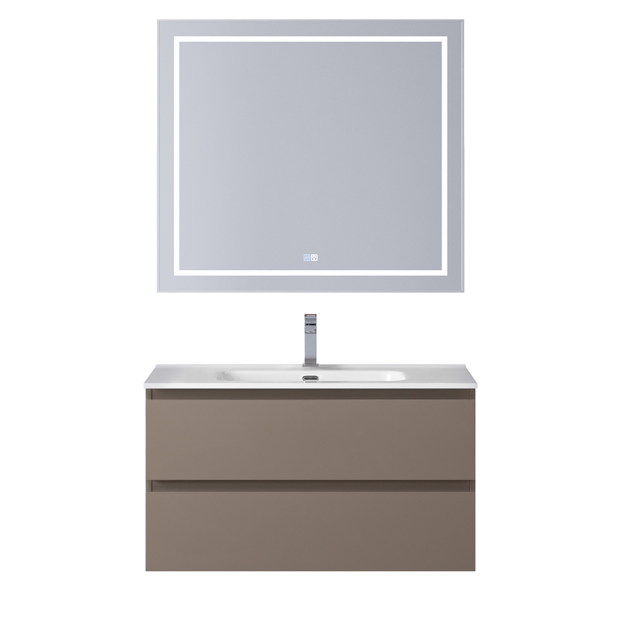 Тумба с раковиной подвесная BelBagno KRAFT-900-2C-SO-CO Бежевый матовый, раковина белая BB900ETL