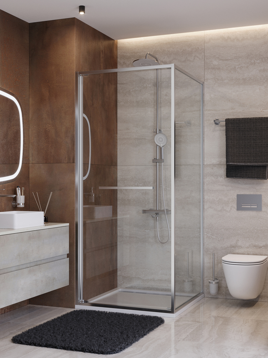 купить Душевой уголок Cezares LUX-A-FS-1-100-C-CR, 100х100х195, профиль хром, стекло прозрачное 