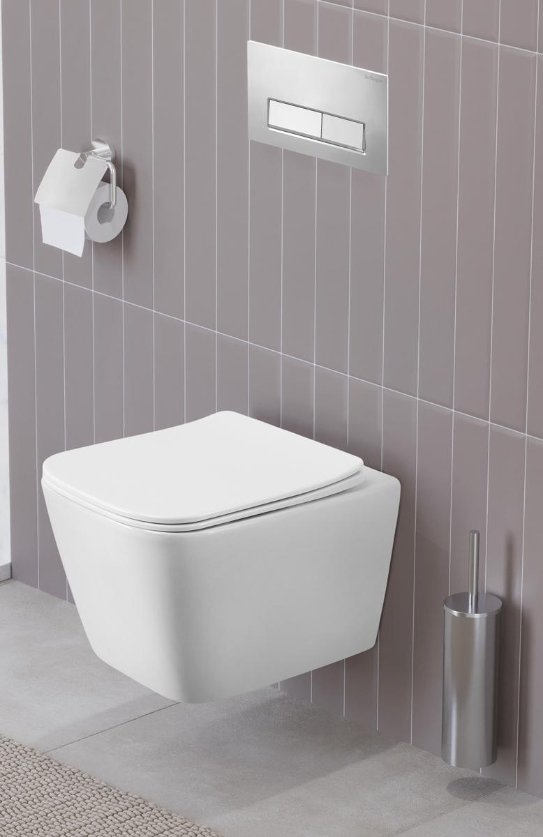 Унитаз подвесной безободковый с сиденьем и смывом TORNADO BelBagno KRAFT-TOR BB7106CH-TOR/SC