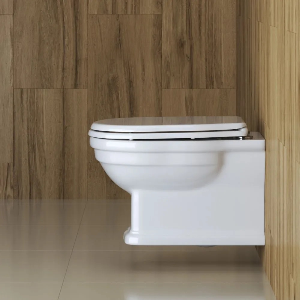 Унитаз подвесной безободковый с сиденьем BelBagno BOHEME BB115CH + BB115SC