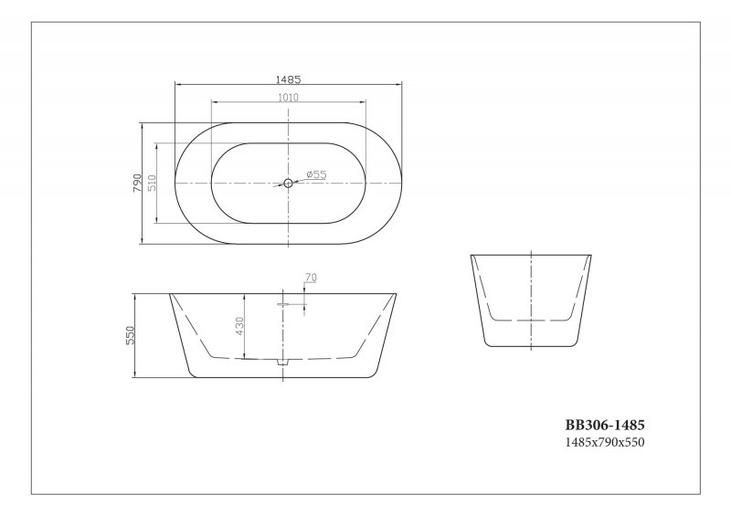 Ванна акриловая отдельностоящая BelBagno BB306-1485