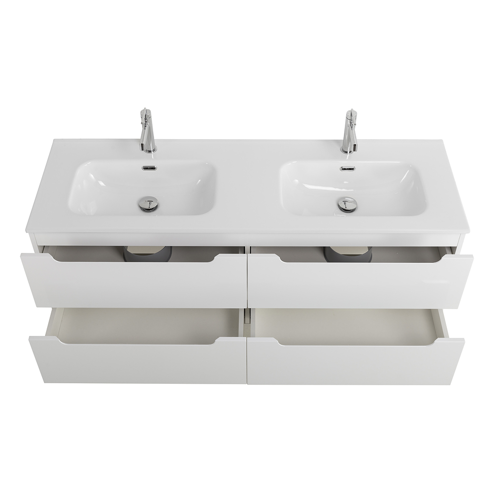 Тумба BelBagno ETNA-1200-4C-SO-2-BL с 2-й раковиной BelBagno BB1200-2-ETL, Bianco Lucido