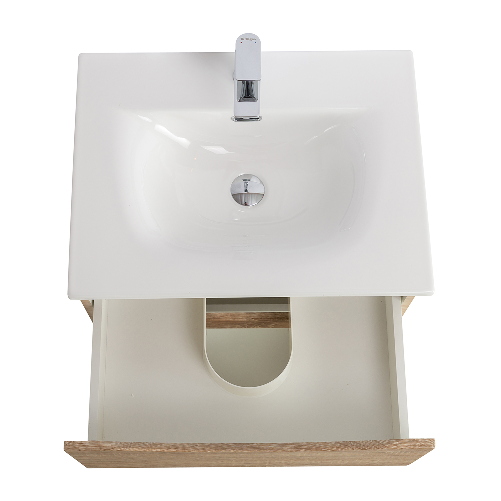 Тумба с раковиной подвесная BelBagno MARINO-CER-N-700-2C-SO-WO-P Rovere Bianco, раковина белая BB-8099-70