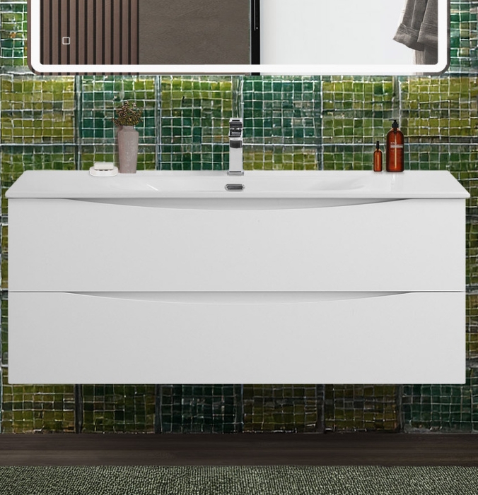 купить Тумба с раковиной подвесная BelBagno MARINO-CER-N-1200-2C-SO-BL-P Bianco Lucido, раковина белая BB-8099-120 