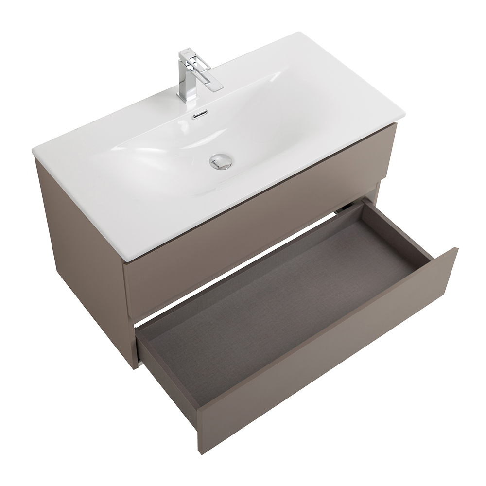 Тумба с раковиной подвесная BelBagno KRAFT-800-2C-SO-CO Бежевый матовый, раковина белая BB-8099-80