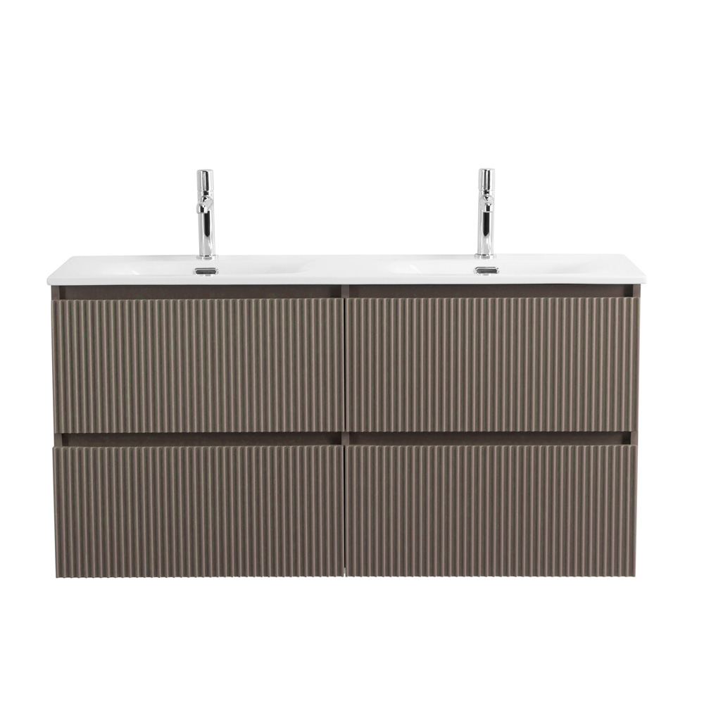 Тумба с раковиной подвесная BelBagno UNO-1200-4C-SO-СO Бежевый матовый, раковина белая BB-8099-120-2 с 2-я чашами