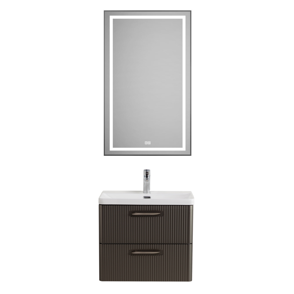 Подвесная тумба с раковиной Belbagno DUE 50 см Оружейная сталь DUE-500-2C-SO-GM-P + BB-8076-3-50