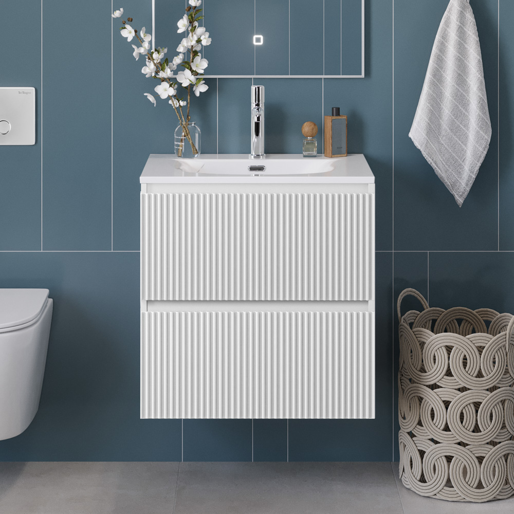 Тумба с раковиной подвесная BelBagno UNO-700-2C-SO-BO Bianco Opaco, раковина белая BB-8099-70