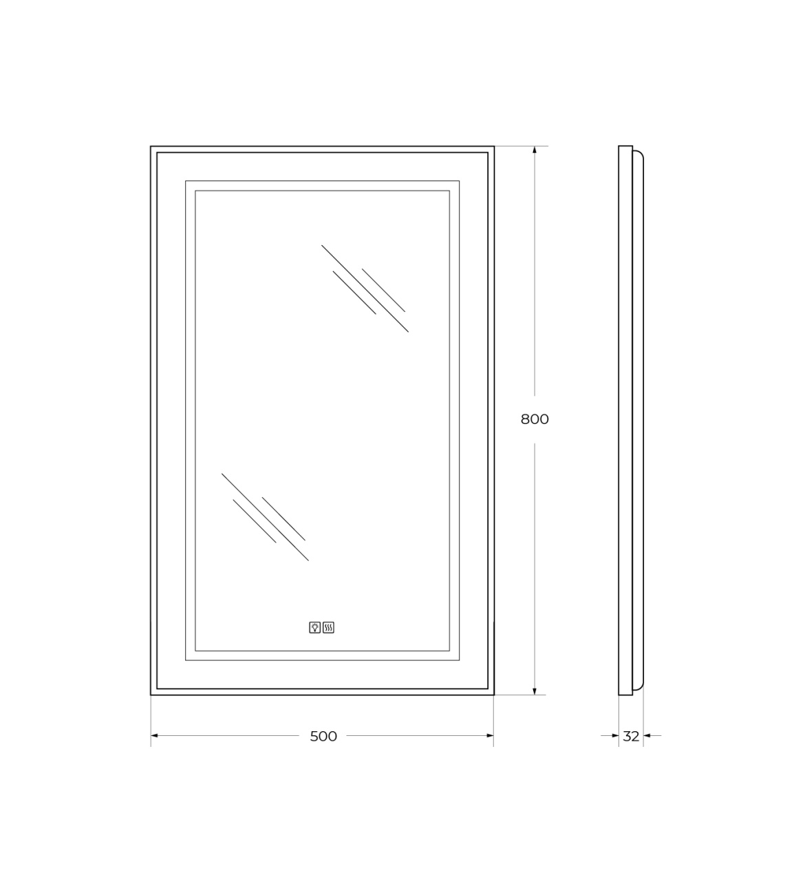 Зеркало BelBagno SPC-KRAFT-500-800-TCH-WARM