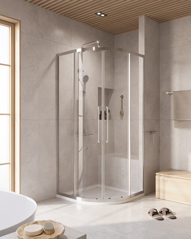 купить Душевой уголок Cezares RELAX-304-R-2-90-C-CR, 90х90х200, профиль хром, стекло прозрачное 