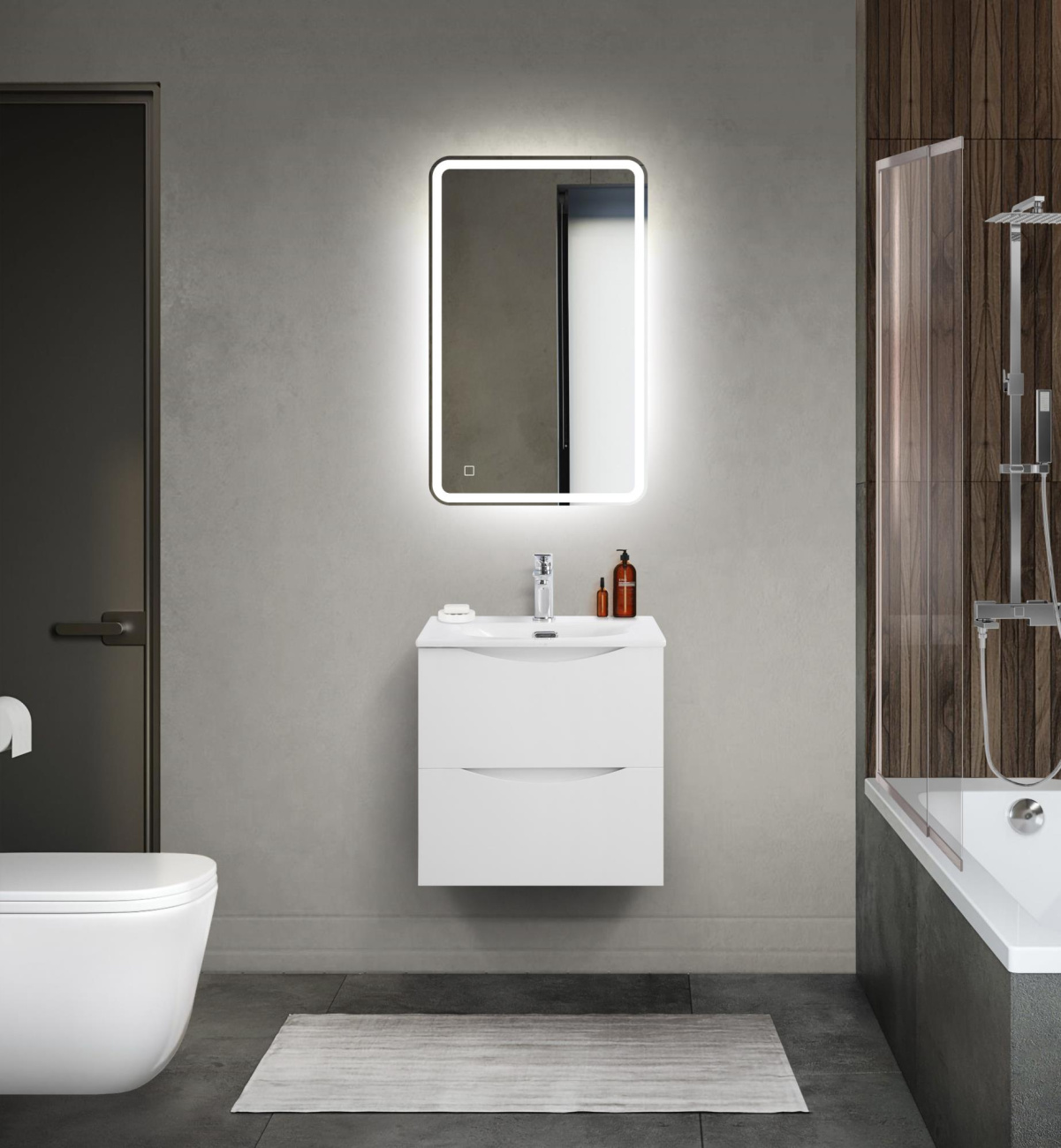 Тумба с раковиной подвесная BelBagno MARINO-CER-MINI-500-2C-SO-BO-P Bianco Opaco, раковина белая BB-8099-3-50