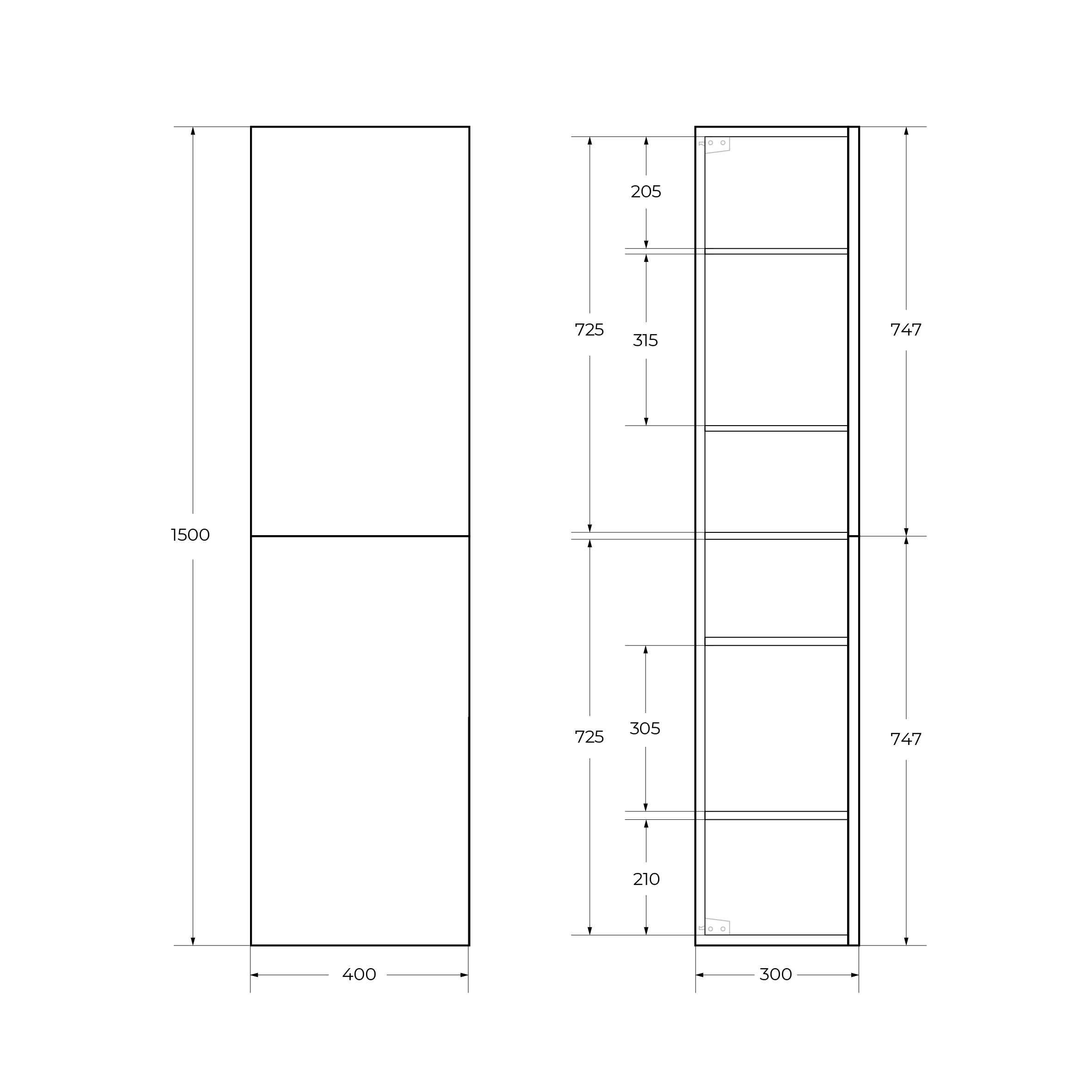 Пенал BelBagno DUE-1500-2A-SC-NOCE-P Орех (Noce)